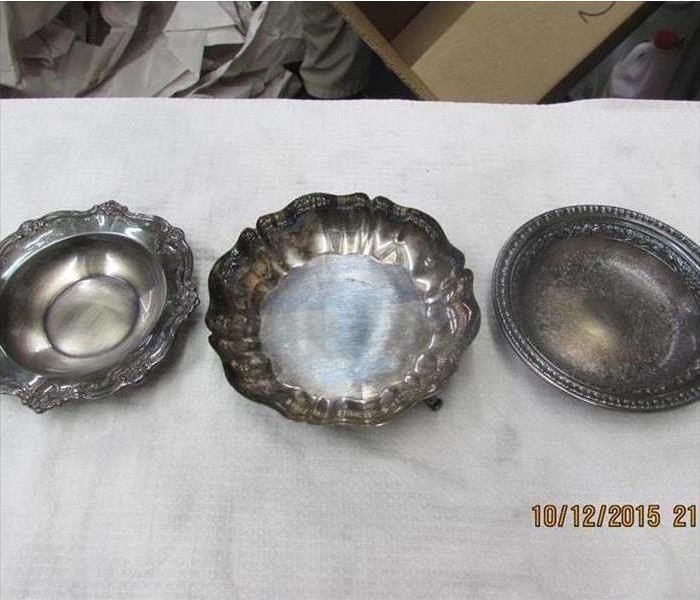 Silver plates after a fire
