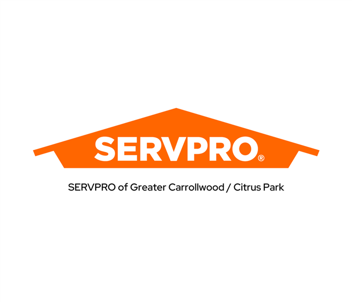 SERVPRO of Greater Carrollwood / Citrus Park logo, drawing of an orange roof